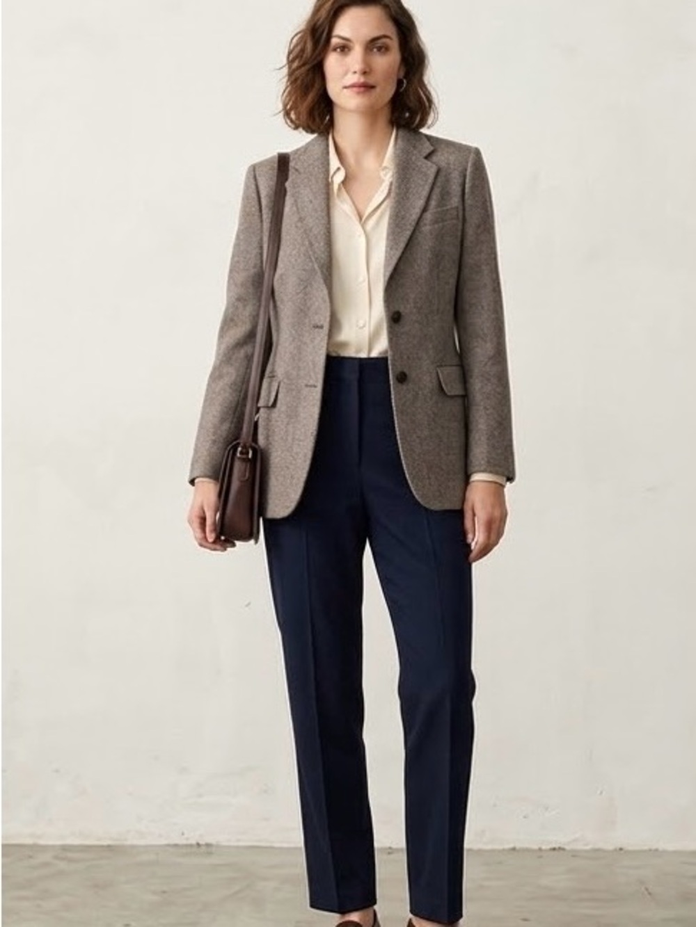 Uniqlo Ines De La Fressange Gray Wool-Blend Tailored Blazer